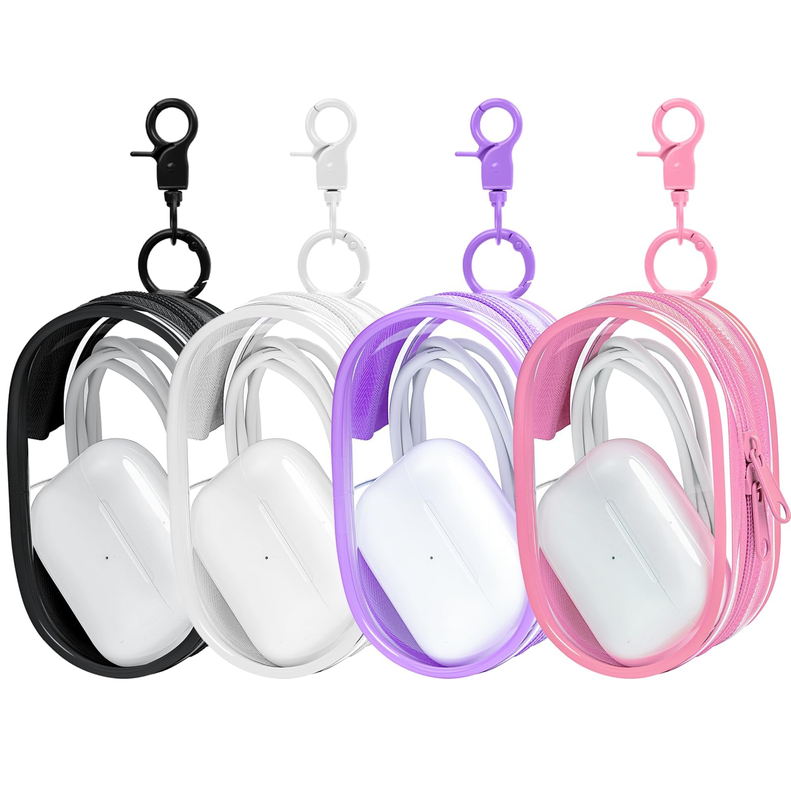 Linsaner 4 Pack Transparent Tech Pouch Storage Bags, Model A