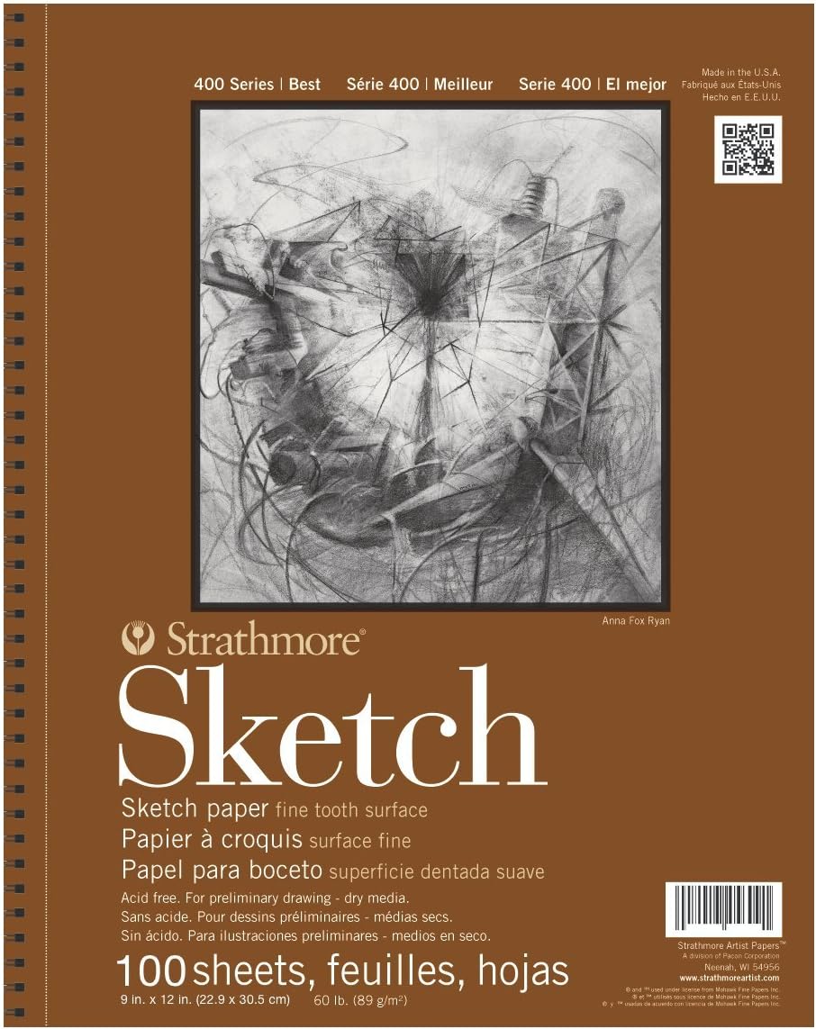Strathmore 400 Series 14-inch x 17-inch Spiral Bound Sketch Pad, 100 Sheets/Pad (60370)