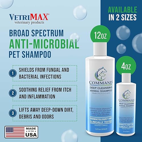 Miniatura 2 de Command Medicated Dog Shampoo for Itchy Skin, Anti-Itch Relief for Allergies and Dry Skin, Healing Soothing Pet Care Formula (12 oz)