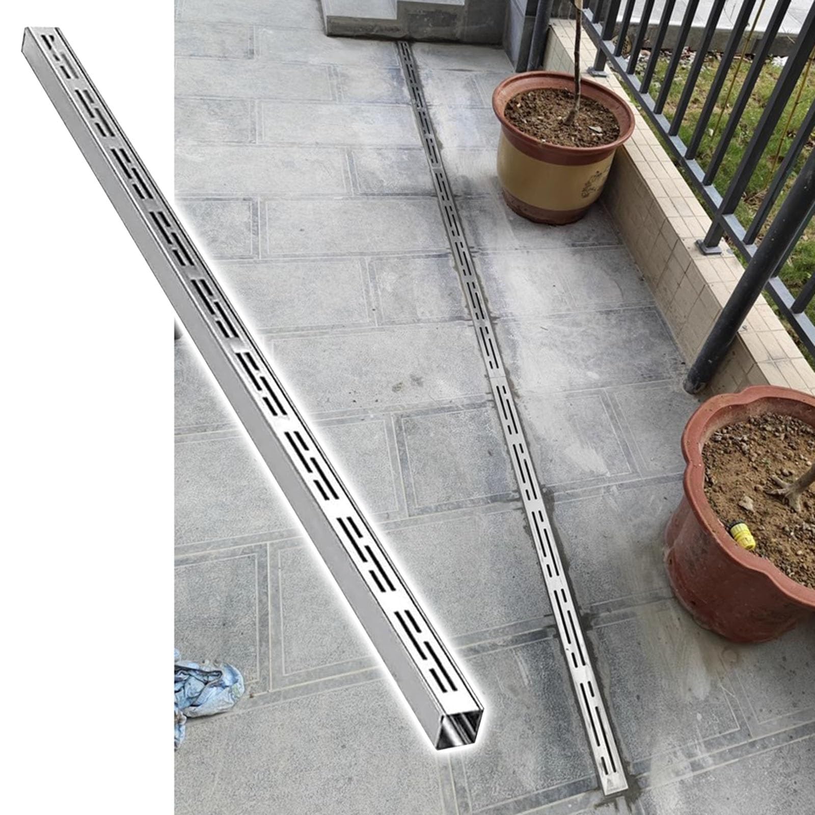 Drain de canalisation pour terrasses et abords de piscines modernes