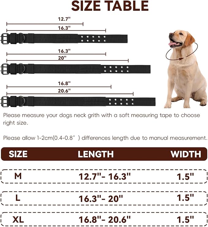 Collar de nailon resistente para perros grandes, negro talla L miniatura 2