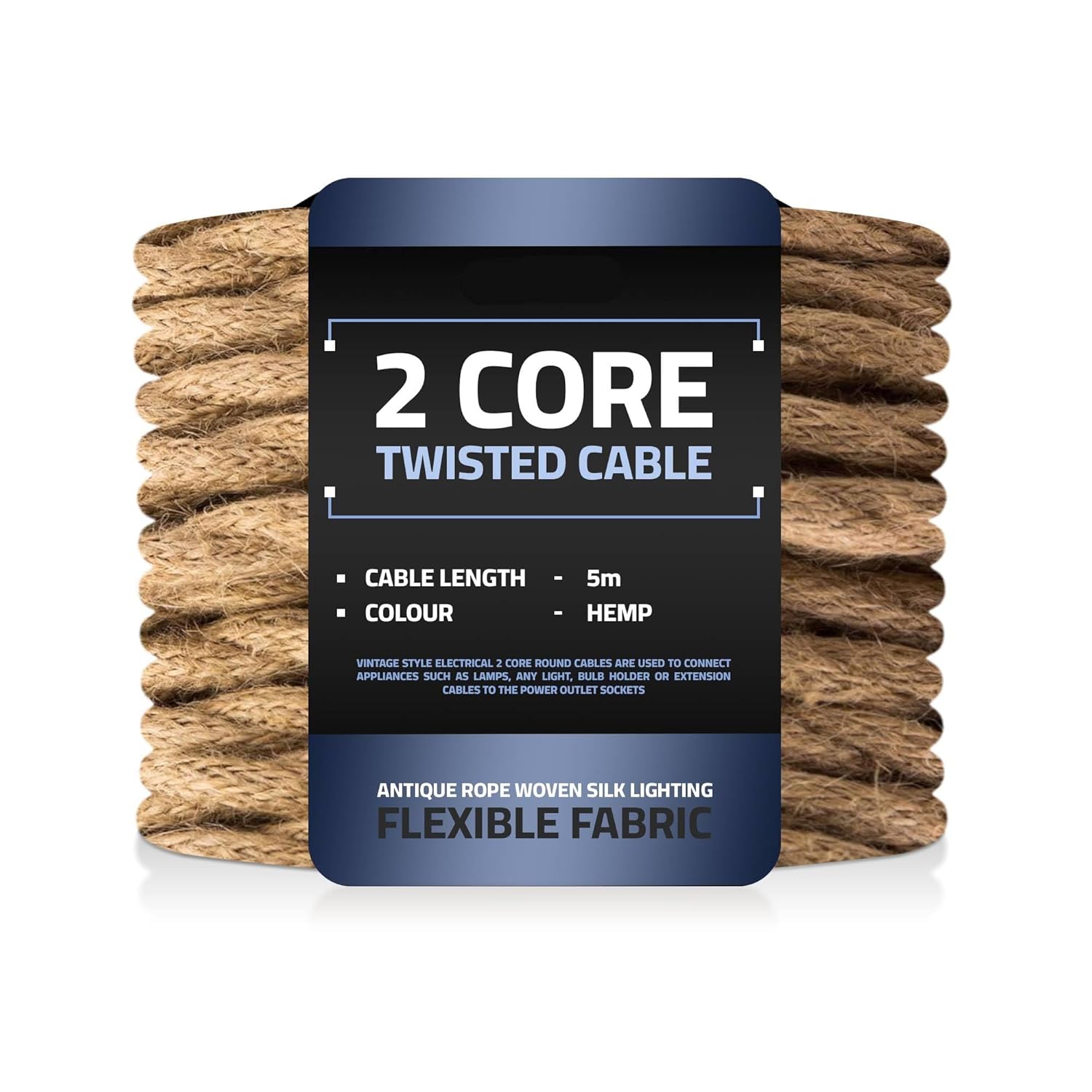 16.4ft 18 Cloth Covered Electrical Wire 5m Vintage Style 18-Gauge Twisted Braided Cord for Antique Lamps DIY Lighting Projects Chandeliers Home Decor (2 Core Twisted - Hemp)
