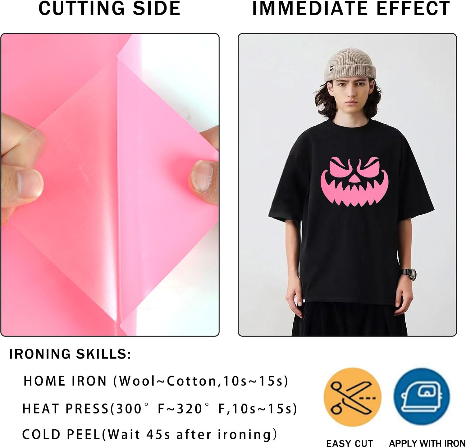 RENLITONG Glossy Pink Iron on Vinyl Roll - 12Inch x 13ft HTV Heat Transfer Vinyl for T-Shirt HTV Vinyl Rolls for All Cutter Machine - Easy to Cut & Weed for Heat Transfer Design