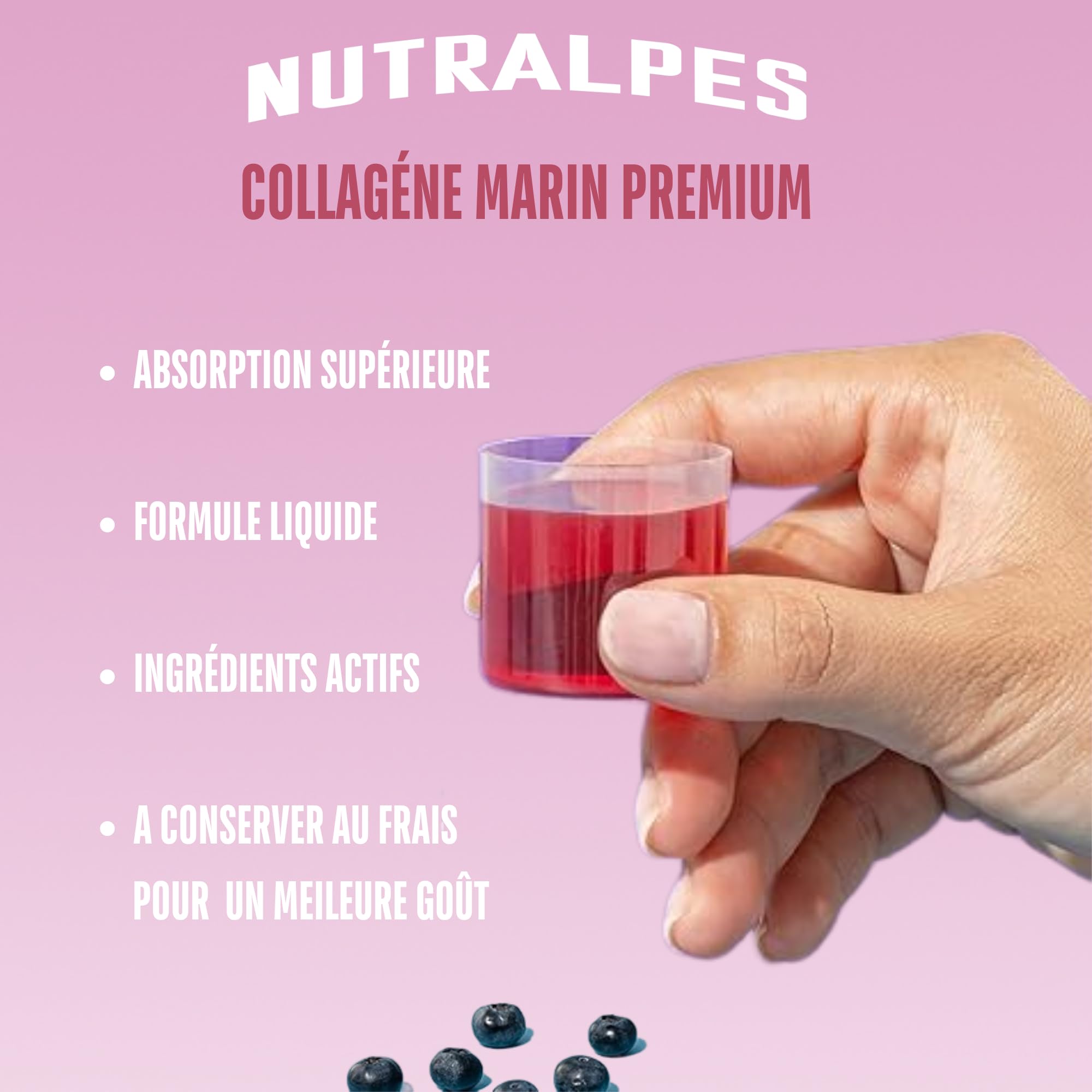 Collagène marin liquide 12500mg | Anti-Âge puissant | Peau Éclat & Hydratée | Acide hyaluronique, rétinol, vitamine C | 500ml | Saveurs baies.