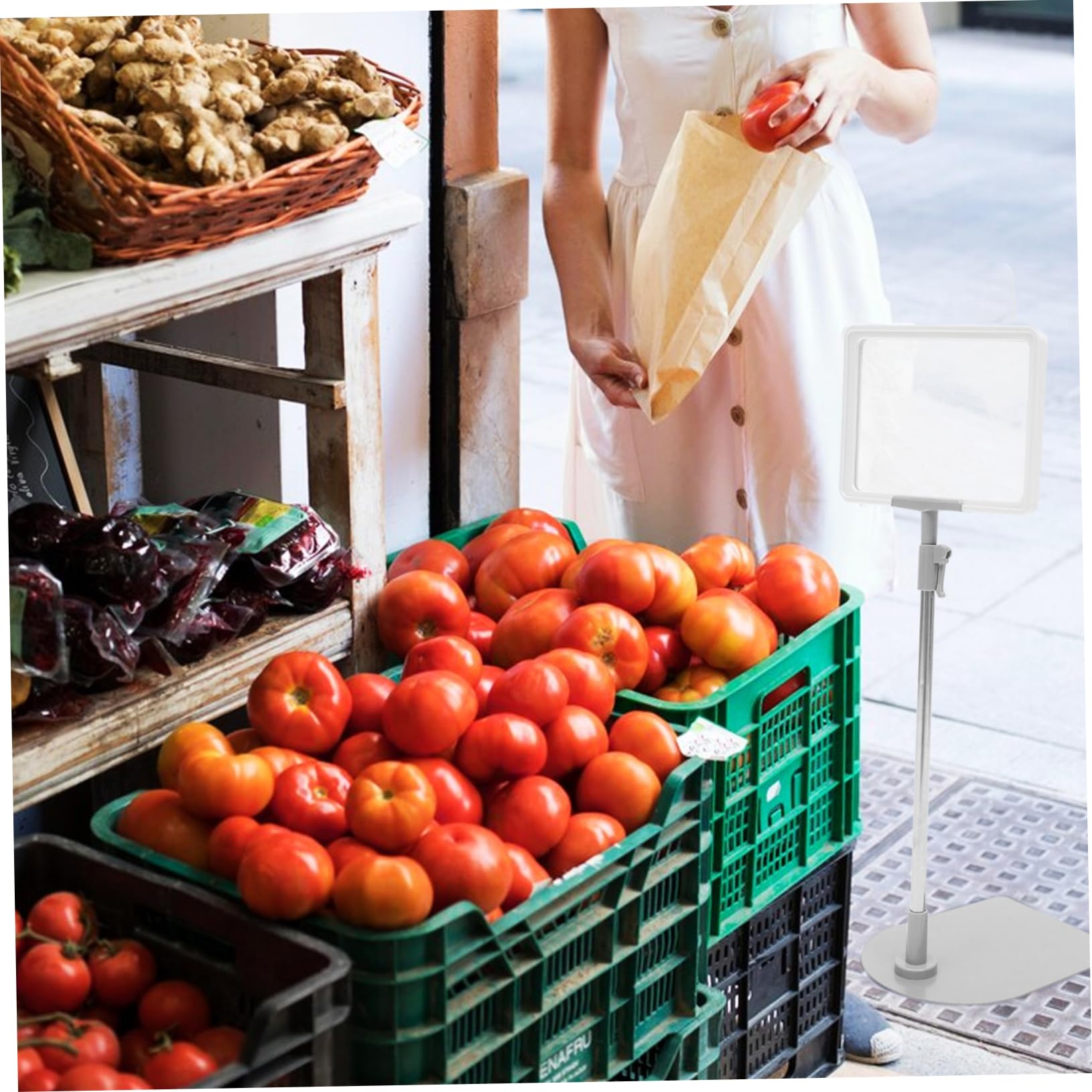 Angoily Cartellino Prezzo Supermercato Porta Segnaprezzo Bianco Riutilizzabile Leggero in Metallo Inossidabile e Plastica Modello A5 per Esposizione nel Negozio