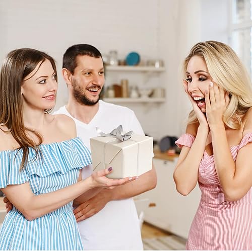 Miniatura 8 de Juertime Papel de regalo mate blanco roto, papel de regalo reversible con brillo perlado perfecto para bodas, día de San Valentín, cumpleaños,