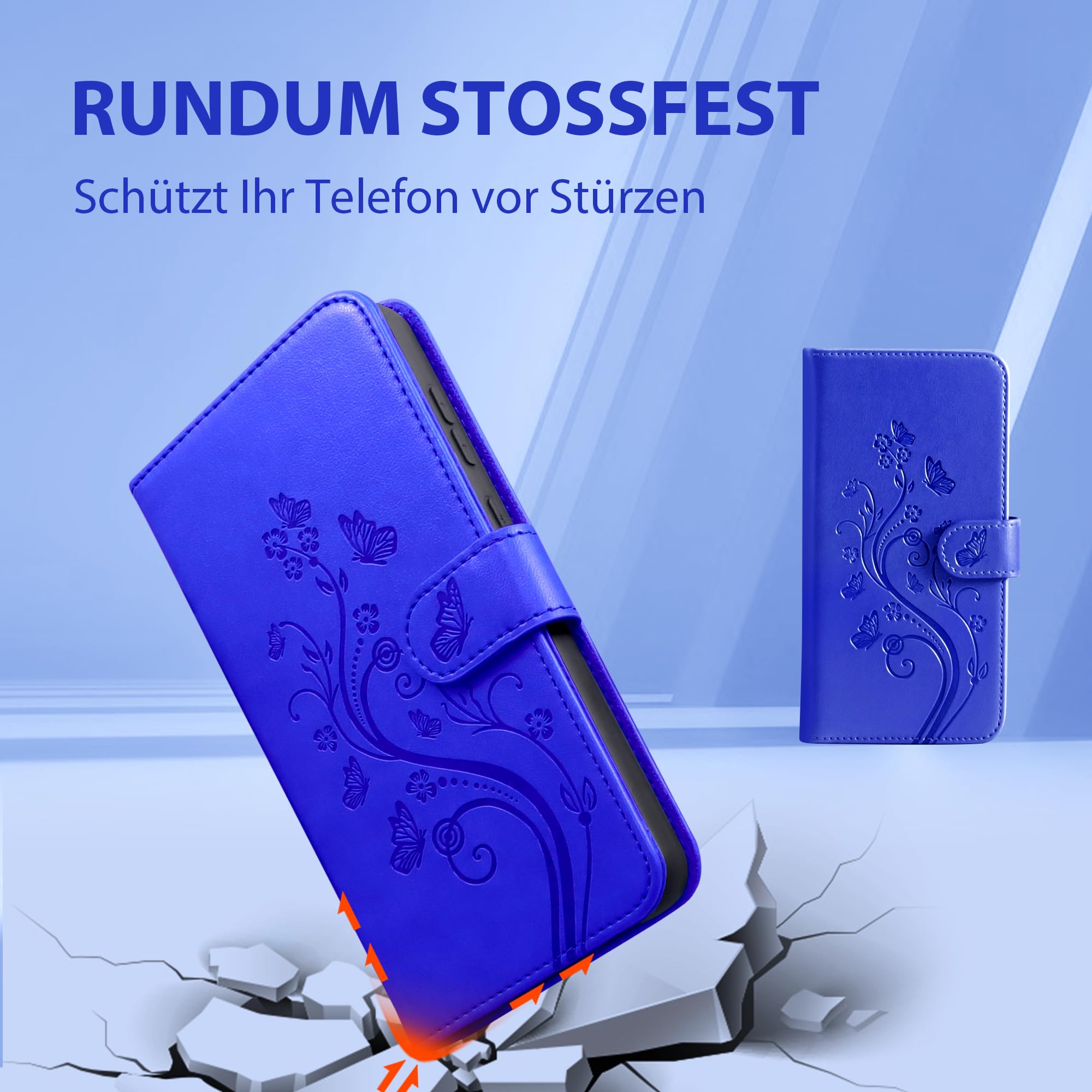 Custodia In Pelle Per Redmi Note 12 Pro 5G: Cover Portafoglio Con Supporto, Chiusura Magnetica E Protezione RFID, Blu - 5