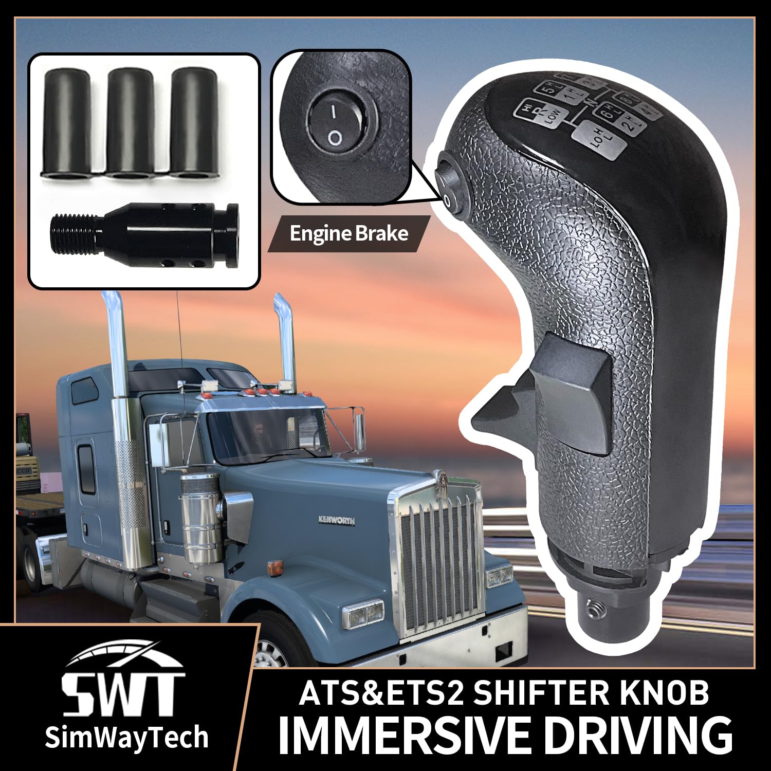 HCXLELD SimWayTech USB Shifter Knob for ATS & ETS2 PC For Logitech G25 G27 G29 G920 G923 Thrustmaster TH8A Fanatec SQ Moza PXN A7 (black)
