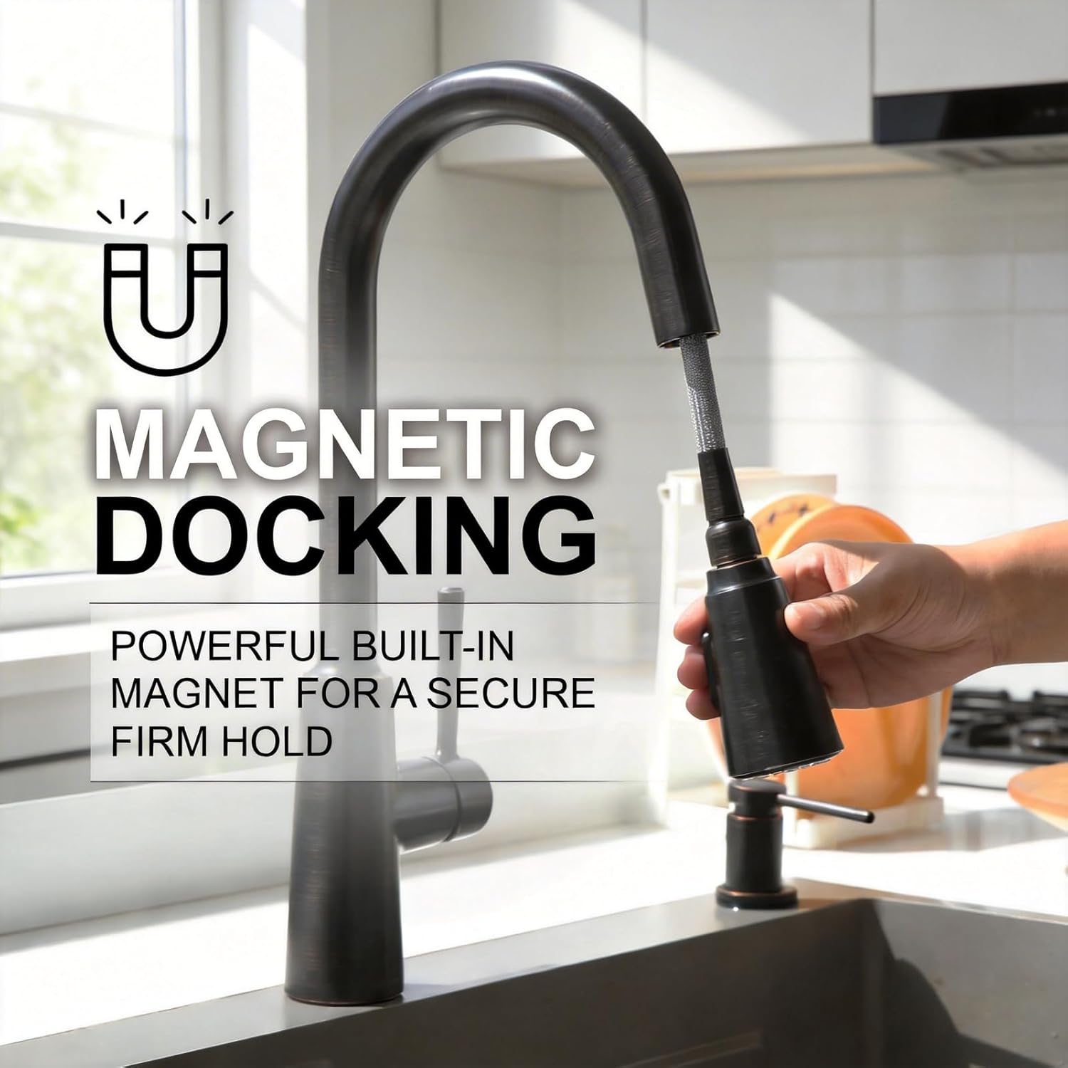 Lava Odoro Oil Rubbed Bronze Kitchen Faucet with Pull Down Sprayer, Modern Kitchen Sink Faucet with Magnetic Docking Spray 2-Function, Single Handle Faucet for Kitchen Sink, KF241-ORB