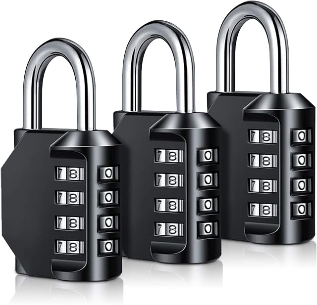 Combination Padlock Heavy Duty Locks - BeskooHome 4-Digit Weatherproof Combination Lock Resettable Combination Padlock Outdoor for Gym, School, Hasp, Outdoor Shed, Storage, Cabinet, Toolbox - 3 Pack