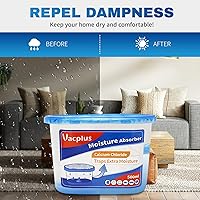 Vista 5 de Vacplus Moisture Absorbers - Dehumidifiers for Closet, Efficient Humidity Absorber Boxes Collect Excess Moisture for Bathroom, Kitchen, Study