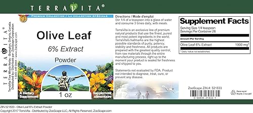 Miniatura 3 de Hoja de Olivo 6% Polvo (1 oz, ZIN 521833)