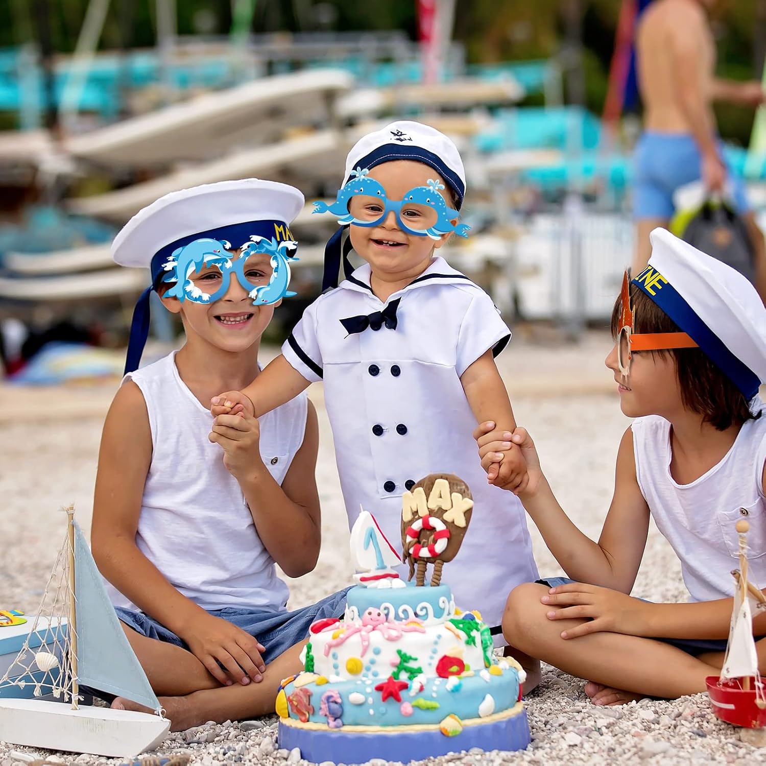 Harloon 36 Pcs Under The Sea Party Favors Bulk Sea Animal Party Paper Glasses Ocean Animal Photo Booth Props Eyeglasses(Bright)