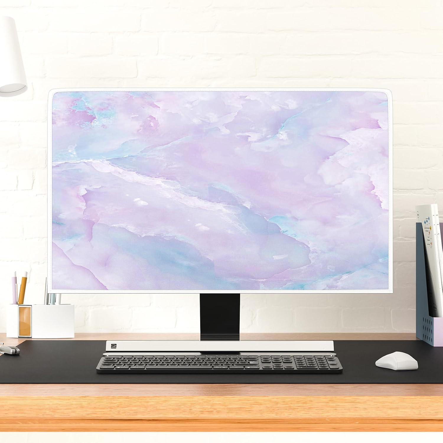 Violet Marble Waterproof 22, 23, 24, 25 Inch Anti-Static Dustproof LCD/LED/HD Abstract Creative Desige Monitor Accessories Laptop TV LCD Screen Texture Monitor Decoration for Tablet image 2