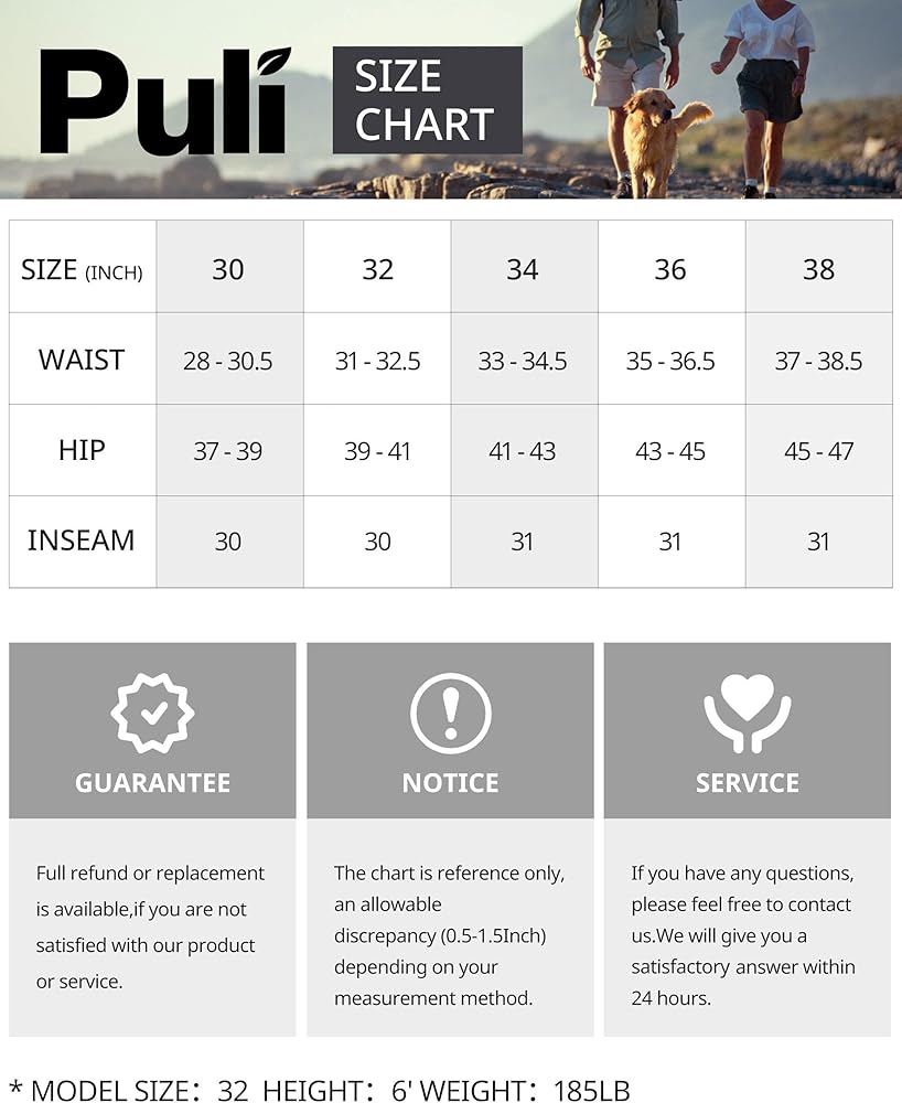 PULI Men's Hiking Cargo Pants Slim Fit Stretch Jogger Cycling Waterproof Outdoor Trousers with