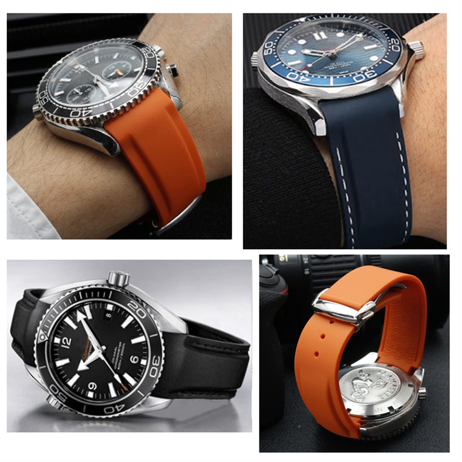 Zakrzywiony końcowy gumowy silikonowe opaski do obserwacji Omega Seamaster 300 Speedmaster Pasek 20mm 22mm marki pasm