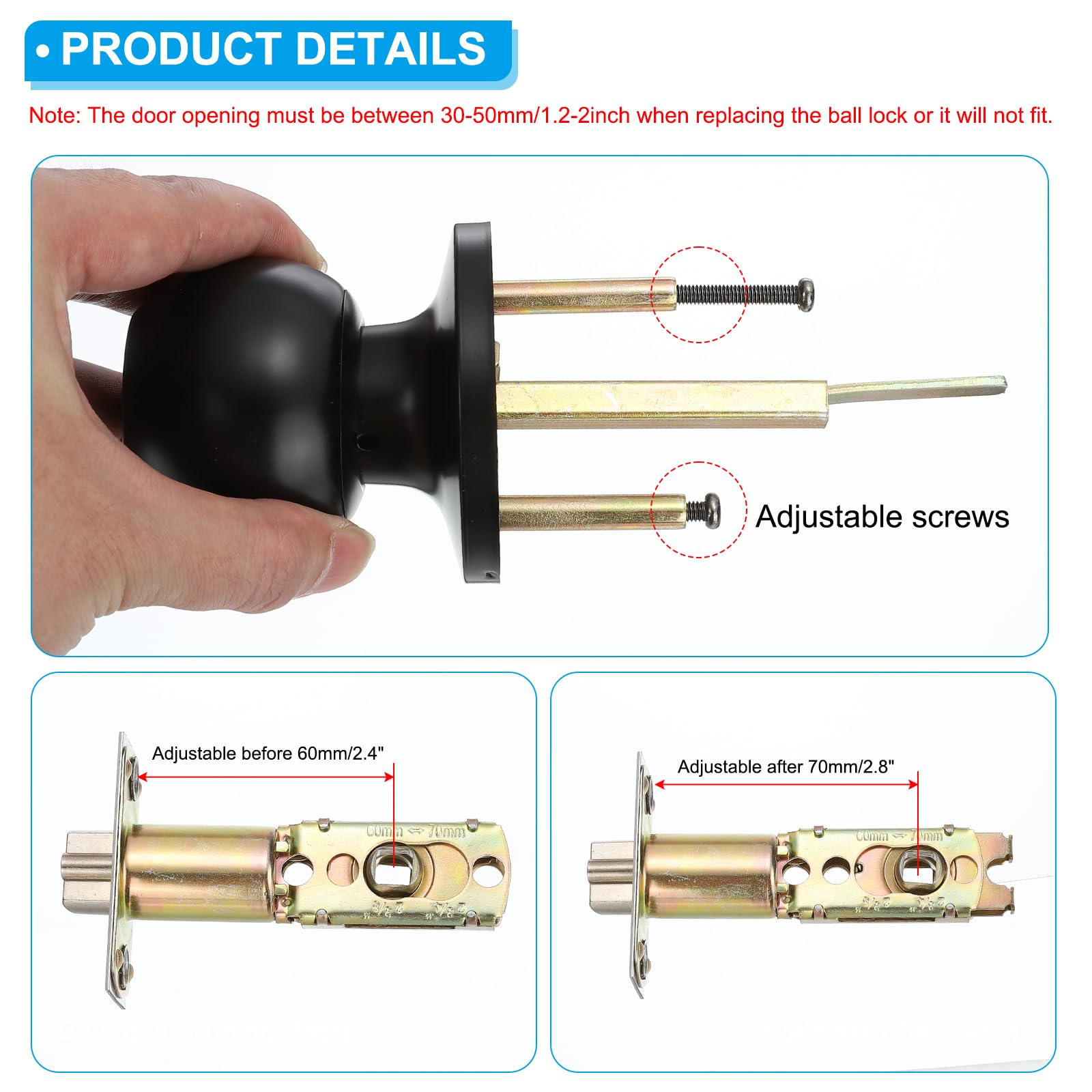 PATIKIL Key Entry Door Knobs Interior - Image 3