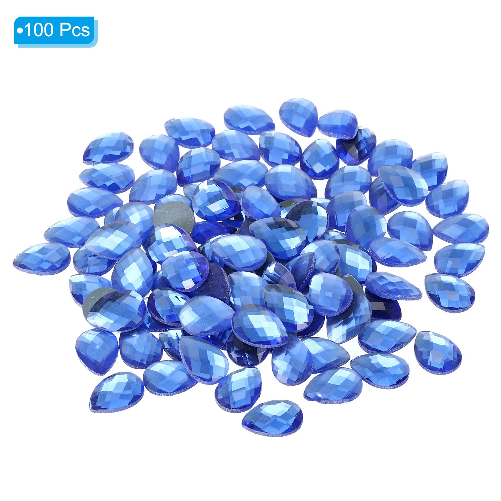 PATIKIL Acrylic Teardrop Gems, 100 Pcs 18x13mm Flat Back Teardrop Rhinestones Plastic Gems for Jewelry Making DIY Craft Blue - Image 3
