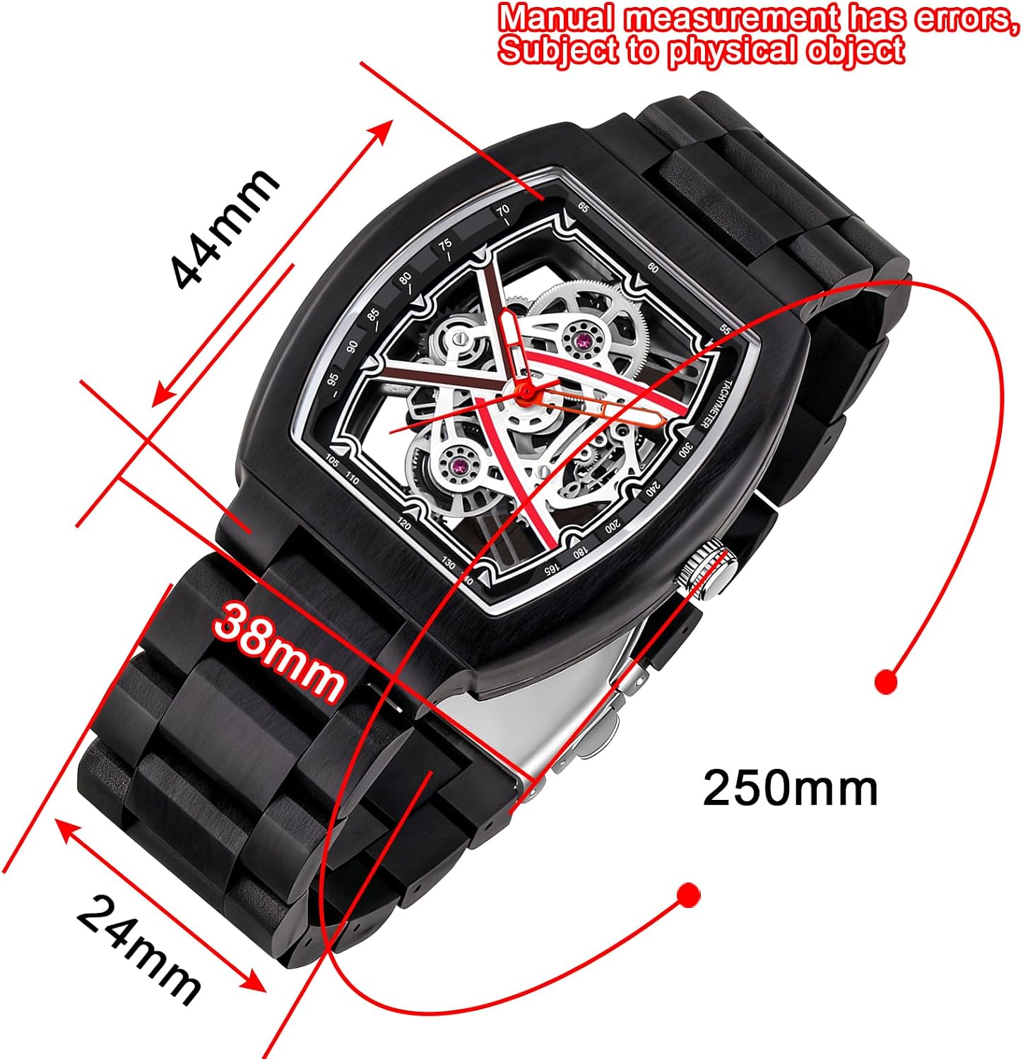 Elegant Mens 40mm Hollow Wooden Case Watch Quartz Analog Wood Watch for Dad,Husband and Boyfriend