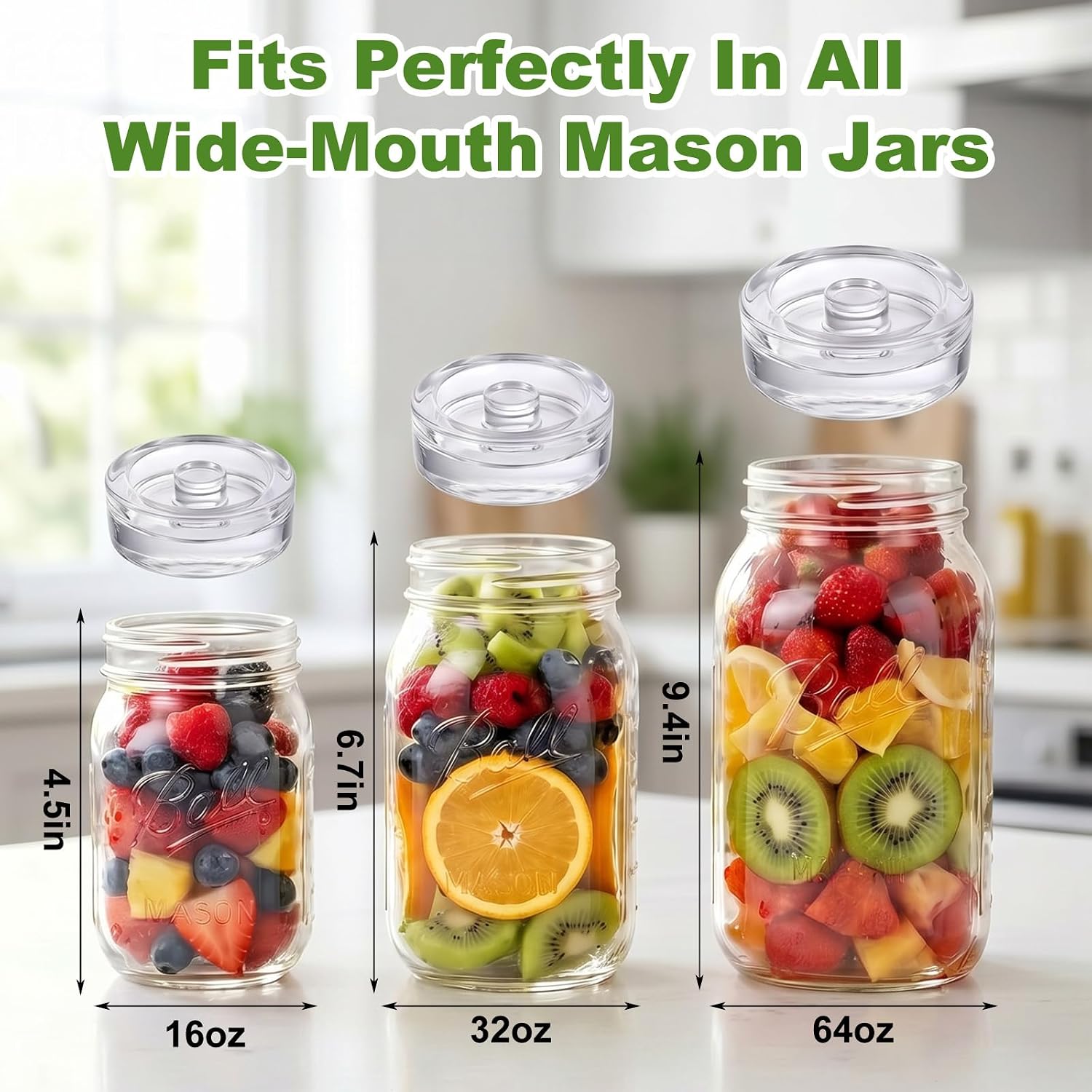 Fermentation Kit for Wide Mouth Mason fermentation Jars, 4 Stainless Steel Fermentation Lids, 4 Glass Fermentation Weights, 1 Silicone Tong, 1 Sauerkraut Pound, 1 Wooden Handle Brush Cleaner