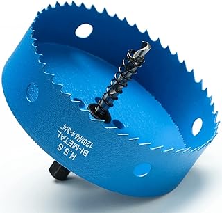 Sierras de Corona 120 mm, M42 HSS Bi-Metal Coronas Perforadoras con Adaptador y Broca Piloto Profundidad de Corte 27 mm, Abridor de Agujero para Metal Aluminio Madera PVC Plástico/Azul
