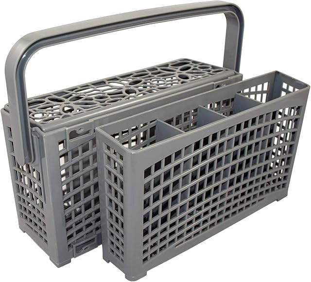 Uniwersalny kosz na sztućce 2 w 1 nadaje się do wszystkich zmywarek | stabilny łącznik, teilbar | regulowany stojak / 23 cm * 8,5 cm + 4,5 cm * 13,5 cm wysokie wzmocnione tworzywo sztuczne