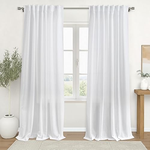 Miniatura 168 de KOUFALL Cortinas transparentes de lino de 90 pulgadas, cortinas para Sala Modernas 2025 De Lino Elegantes, cortinas personalizadas con pestaña