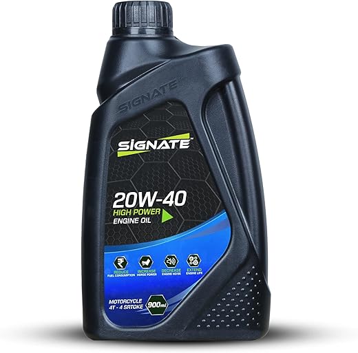 Signate 20W40 Engine Oil for Bikes 900ML, 4 Stroke Engine Oil for Motor Cycle, Maximum Gear Protection & Efficient Performance Bike Oil