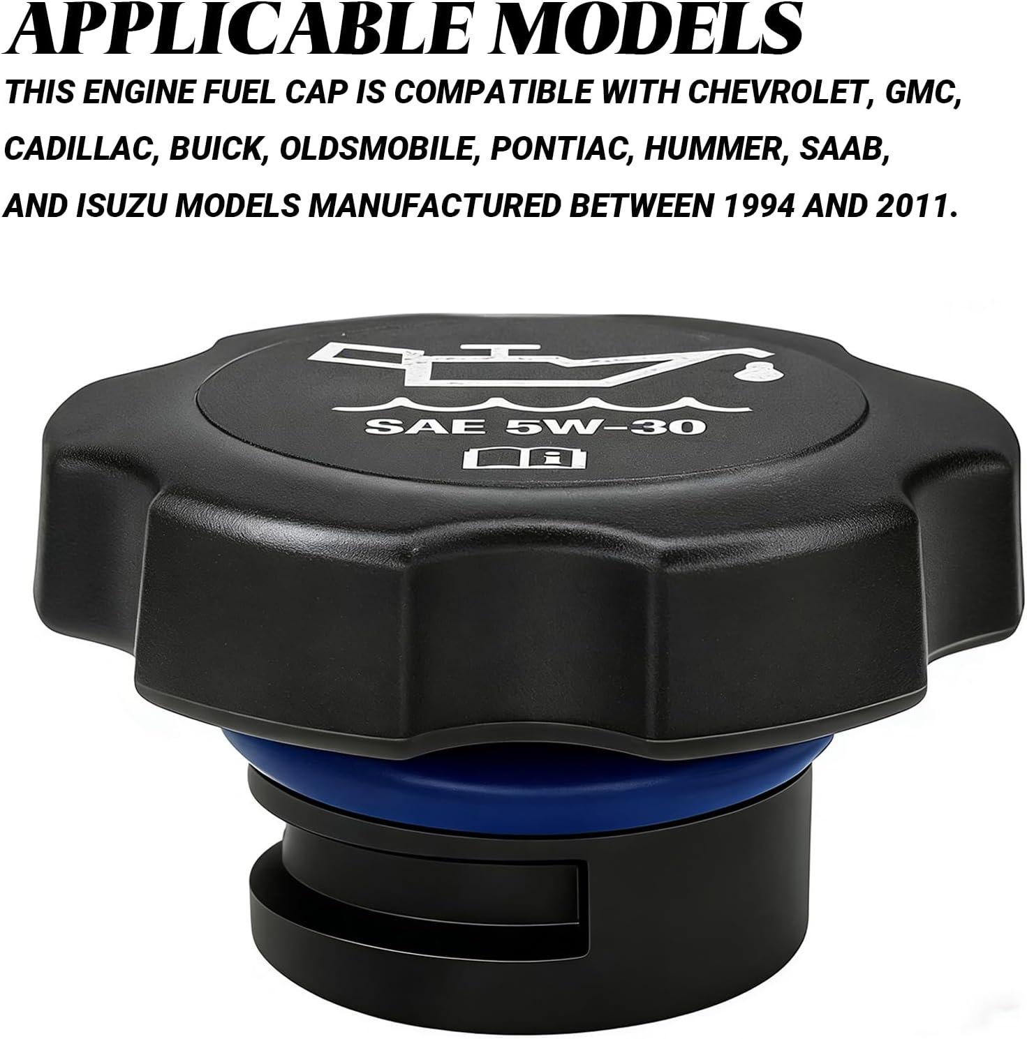 Engine Oil Filler Cap Replacement, Compatible with GM 1992-2018 1994-2011 Chevrolet GMC Cadillac Buick Oldsmobile Pontiac Hummer Saab Isuzu, Replaces OEM #FC208 12573337
