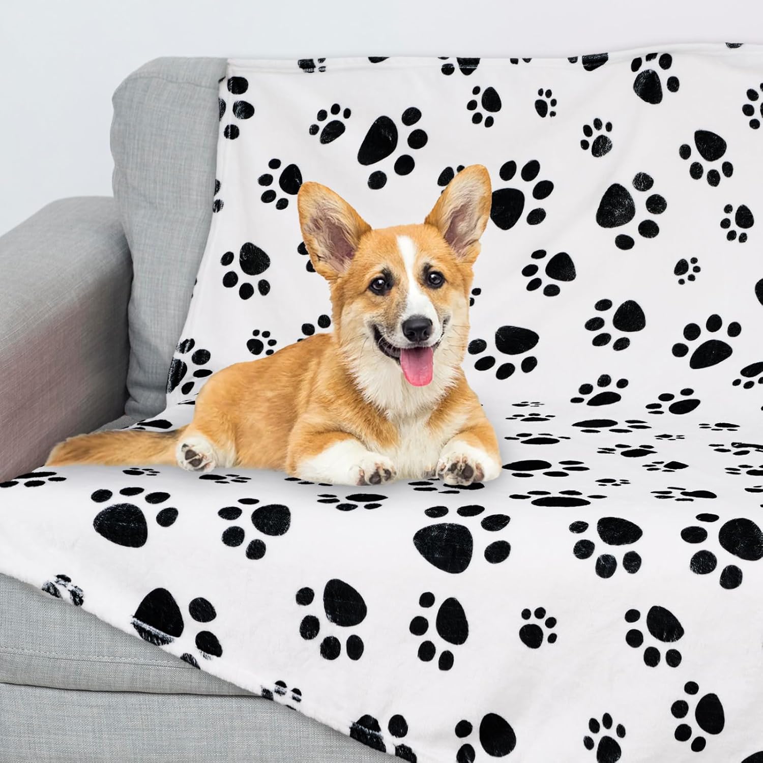 50 x 60in Dog Throw Blanket Pet Warm Sleep Mat Soft Flannel Blanket Paw Print Design for Dogs Puppy Cats Home KittenSofa Couch Bedroom Gift