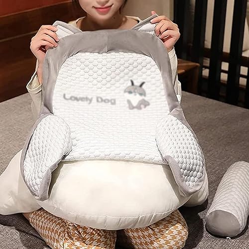 Miniatura 4 de PARWENE Almohada de respaldo para sofá de noche, cojín multifuncional ampliado, almohada de lectura linda (grande, gris)