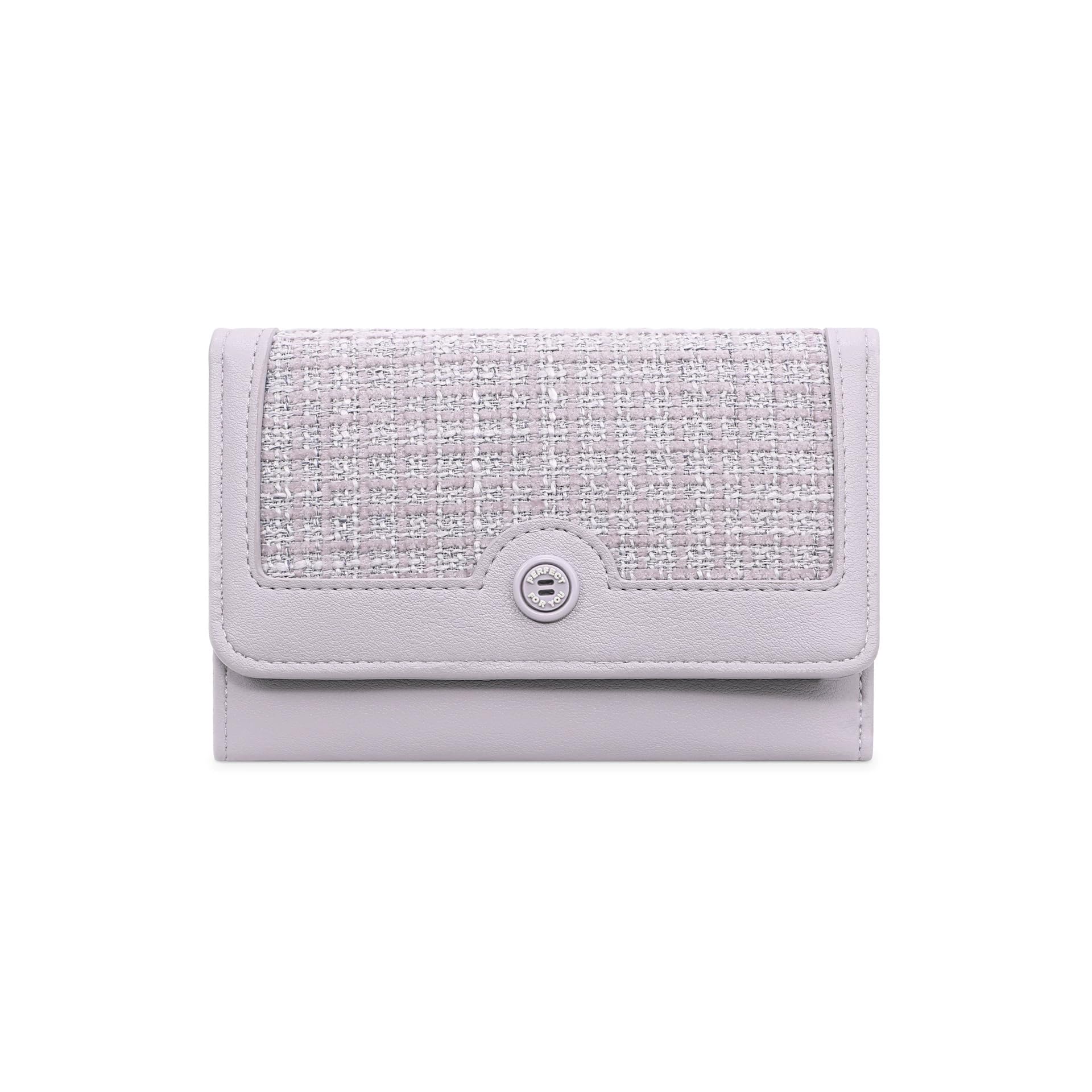 Star Tok Women's Clutch Wallet, PU Leather Woven Print Credit Card Holder, Tri-fold Zipper Coin Purse with ID Window (Purple)