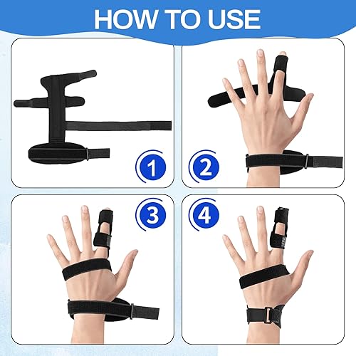 Miniatura 7 de 2 piezas de soporte de dedo gatillo, férula de mano ajustable, meñique, anillo, enderezador de dedo general índice para dedos doblados, soporte de