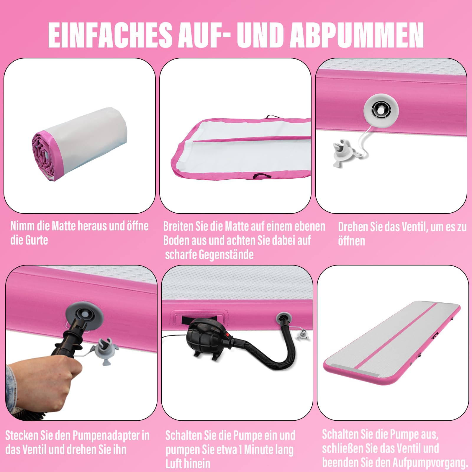 IBATMS Air Track Ginnastica Artistica 3/4/5/6 Metri, Tappeto Ginnastica Artistica da Casa con Pompa Elettrica, Tappetino Gonfiabile per Allenamento Yoga Cheerleading Fitness