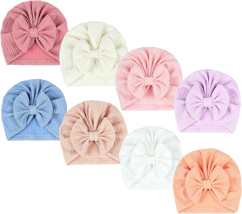 Infant Girls Bow Hats Cotton Linen Cap for Baby Shower 3-36 Months