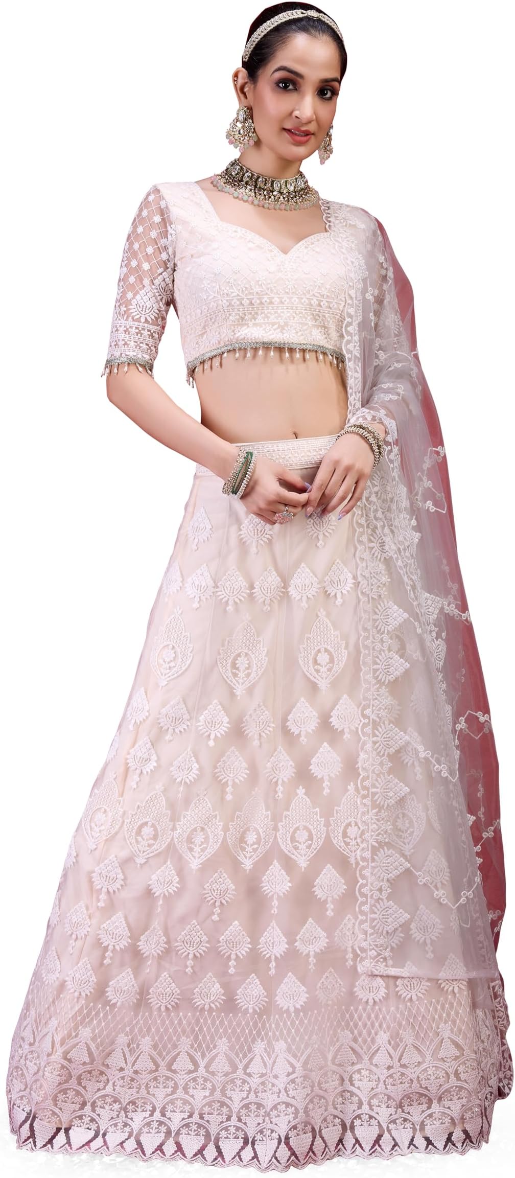 TRENDMALLSWomen's Gold Yelllow Net Embroidery Sequence Work Lehenga Choli Set with Dupatta For Women