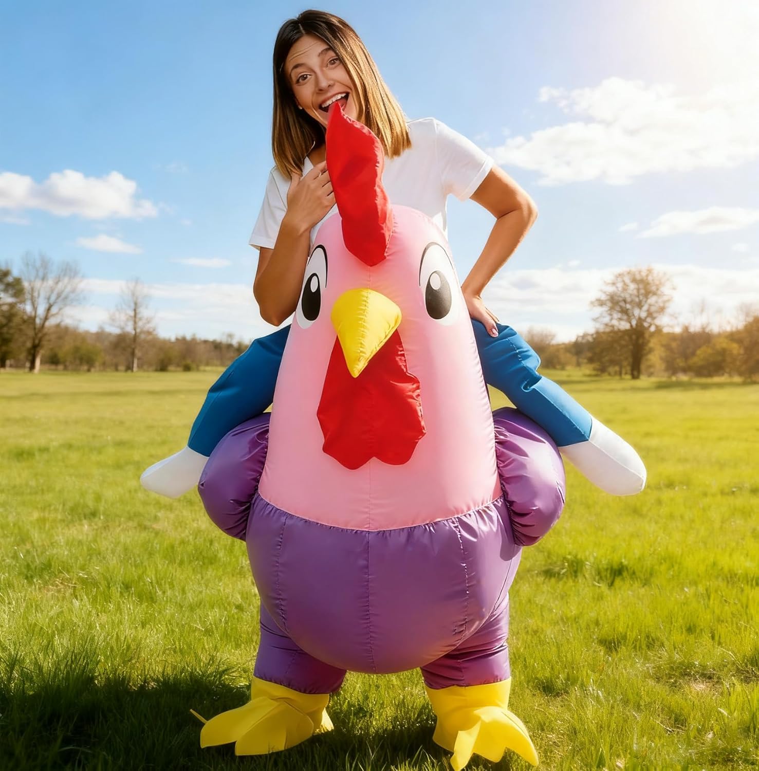 Inflatable Halloween Costumes for Adult Chicken Costume for Halloween Funny Riding Costume Men Women Cosplay Party - Image 6