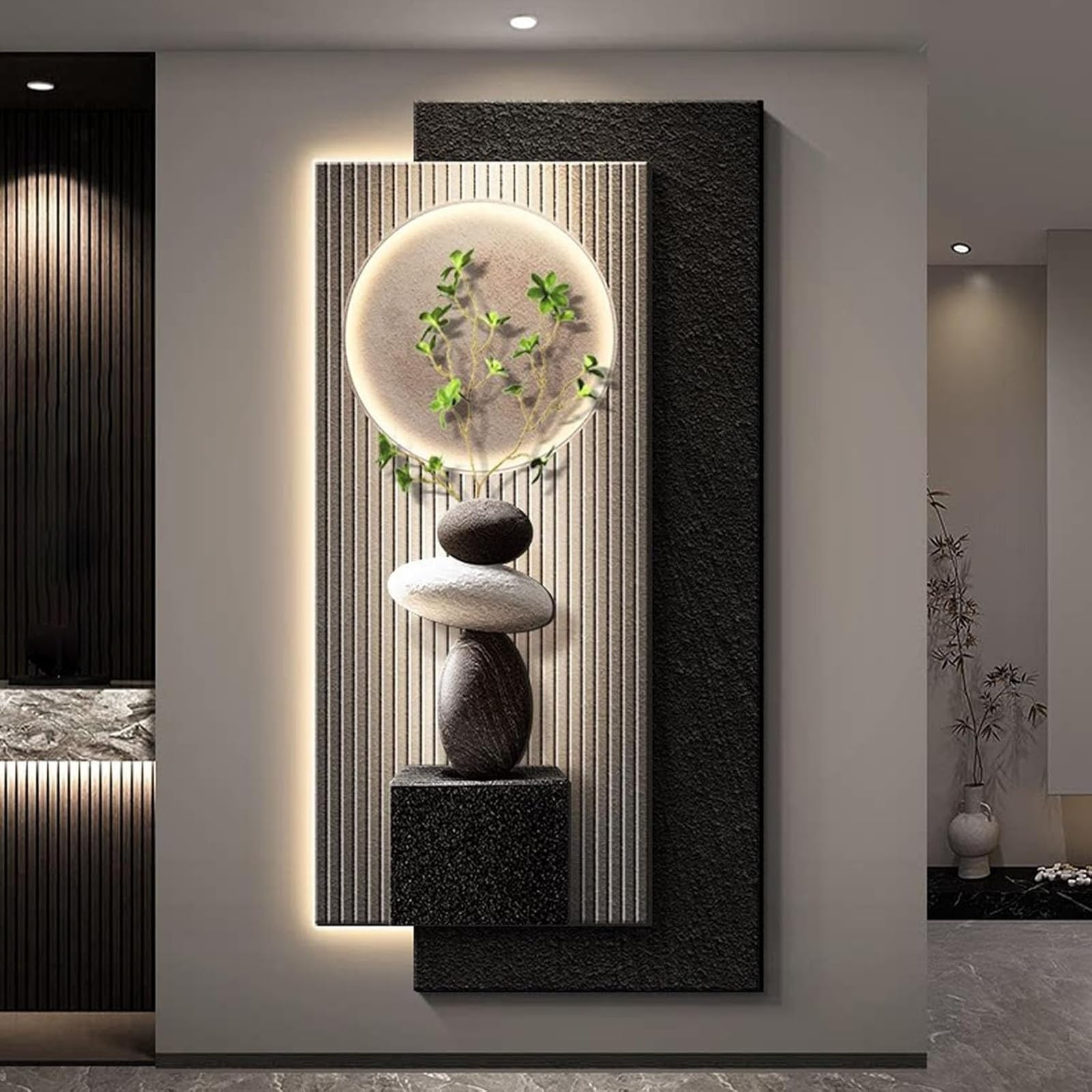 3D-LED-Wandbild Sandstein-Optik, Moderne Wanddekoration mit Beleuchtung