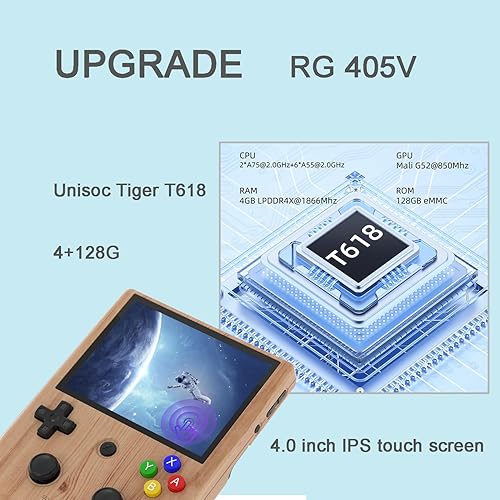 Miniatura 2 de RG405V Juego de mano retro con Android 12, RG405V con tarjeta TF 128G preinstalada 3000+ Juegos Soporta 5G WiFi 4.2 Bluetooth OTA actualización