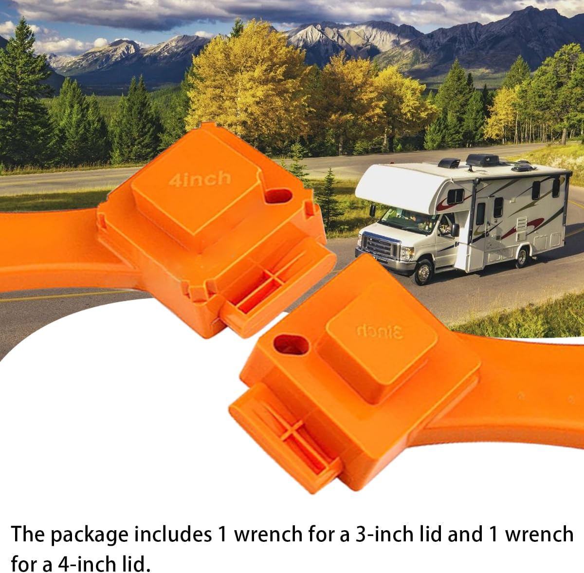 AUCELI 2PCS RV Sewer Hose Wrench, Fits Most 3 Inch and 4 Inch Male/Female RV Sewer Caps, Multi Tool Spanner Wrench Set for Connect and Disconnect Sewer Hose Fittings Easily, Camper RV Accessories