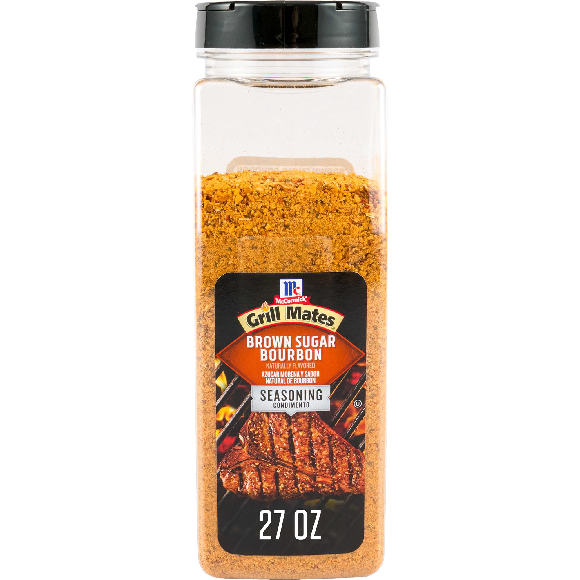 McCormick Grill Mates Brown Sugar Bourbon Seasoning, 27 oz - One 27 Ounce Container of Brown Sugar Bourbon Seasoning Made of Molasses, Red Bell Peppers, and More for Steak, Poultry, and Vegetables