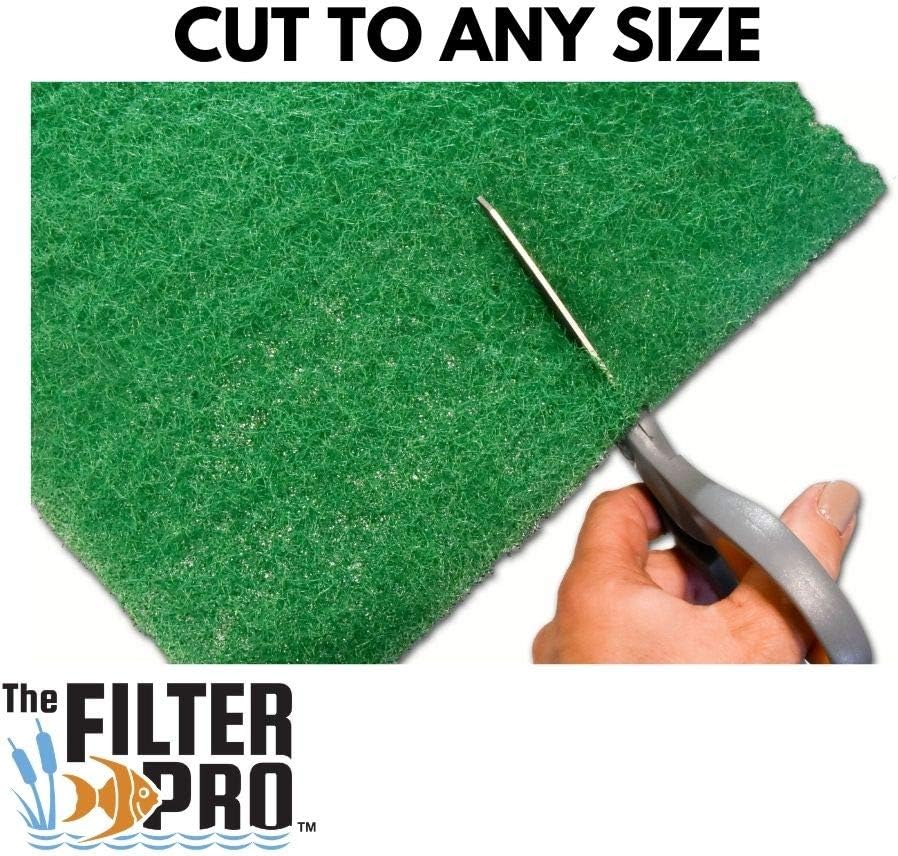 Green Coarse Filter Media, 2" Thick, 16" x 56" Roll, Perfect for Aquariums, Ponds or Water Gardens, Made in USA