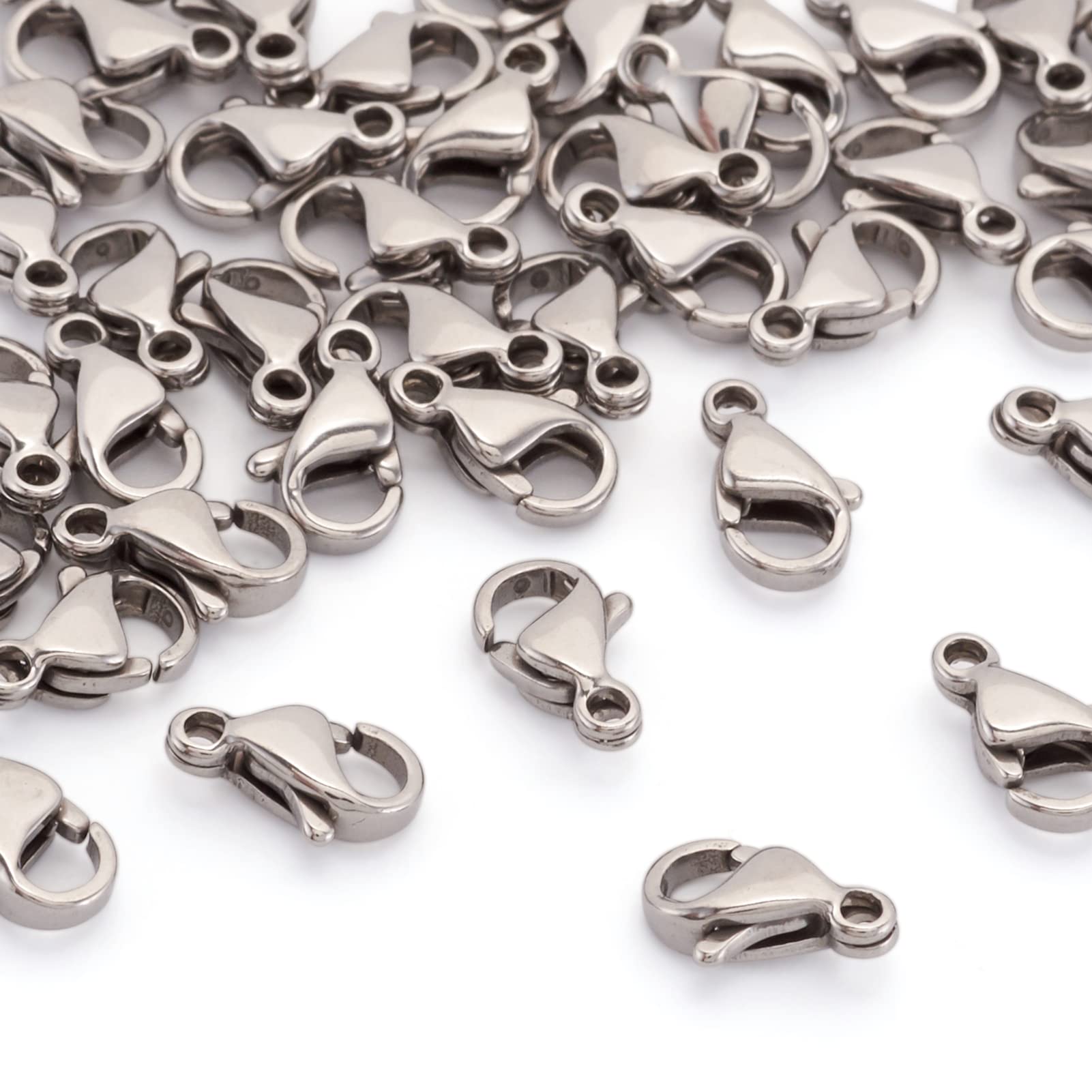 PandaHall 100st 304 roestvrijstalen kleine kreeftklauwsluitingen halskettingsluiting 9x5x2,5mm klemmen klauwsluiting metalen sluiting voor het maken van sieraden kettingen armbanden, roestvrij staal