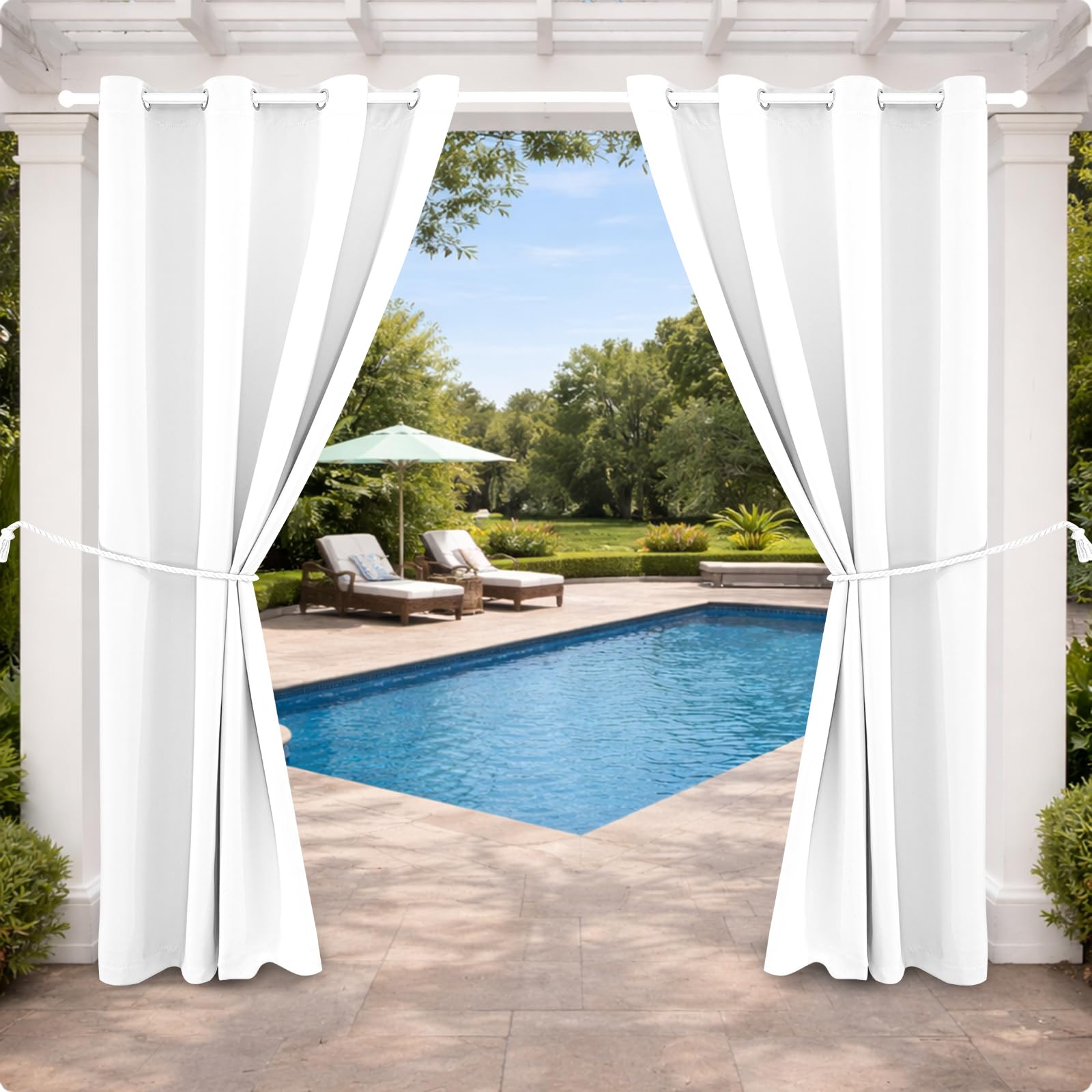 DIVA EN CAMINO DEC Outdoor Patio Curtain Waterproof Darkening Thermal Insulated Indoor Curtains for Bedroom, Porch, Living Room, Pergola, Cabana, W52