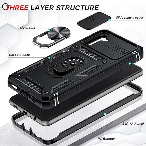 Miniatura 3 de Funda para Galaxy A13 5G  A04s funda para Samsung Galaxy A13 5G con cubierta de cámara deslizante  2 piezas protector de pantalla de vidrio templado