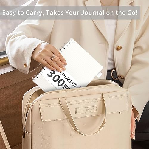 Miniatura 8 de AHGXG Cuaderno de papel cuadriculado, cuaderno en espiral de 300 páginas, cuaderno de papel de cuadrícula A5, papel grueso de 3.53 oz/m², diarios