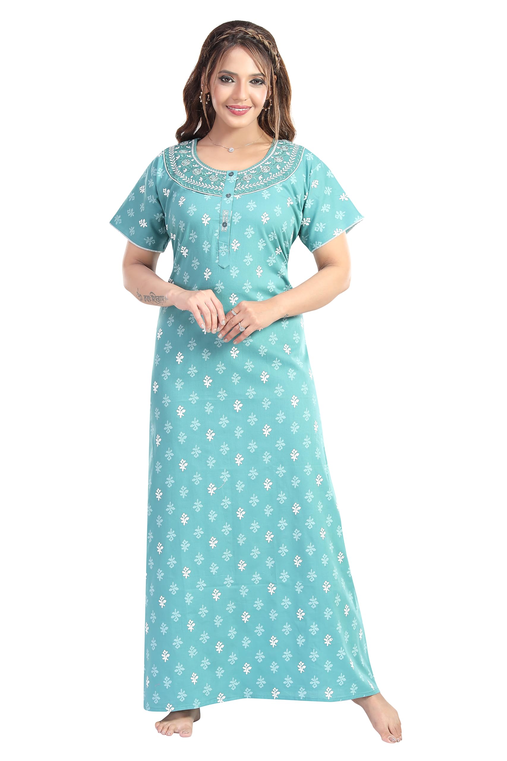 trundz Women 's Printed Pure Cotton Nighty (110)-picture-23