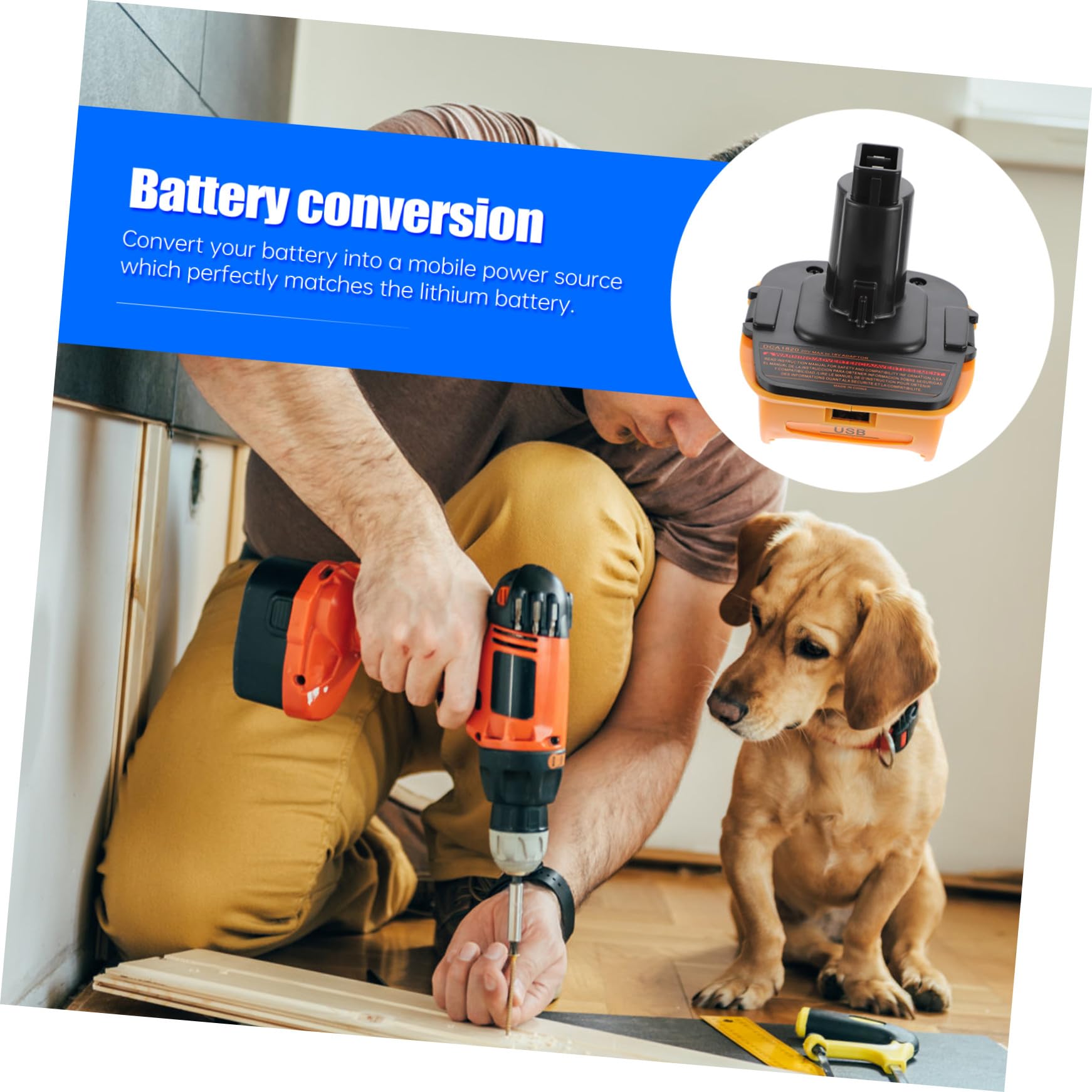 Convertidor de Batería 18v/20v a 18v Abs, 2 Juegos | Adaptador de Iones de Litio, Conector de Alimentación, Corriente Nominal 3a y Respuesta de Emergencia
