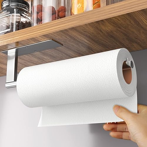 Soporte para toallas de papel debajo del gabinete soporte de rollo de cocina de acero inoxidable negro mate estante autoadhesivo para toallas de