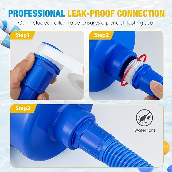 Orealla Skimmer-Set Oberflächenschäumer für Pool – mit großem Korb, Einlassdüse und Rückschlagventil – blaues, beständiges ABS für eingelassene/oberirdische Pools - 3